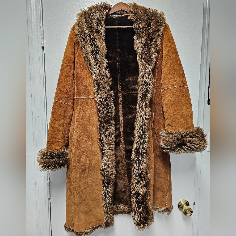 Wilson's patchwork leather/fur trench, women's